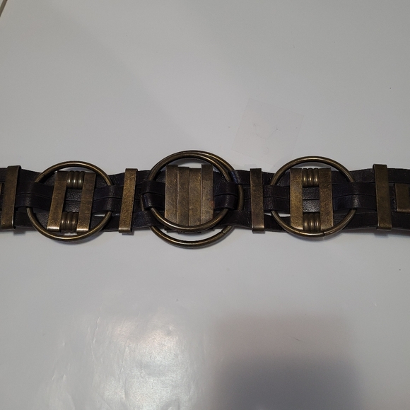 Vintage Brass and Leather Belt - Picture 1 of 3